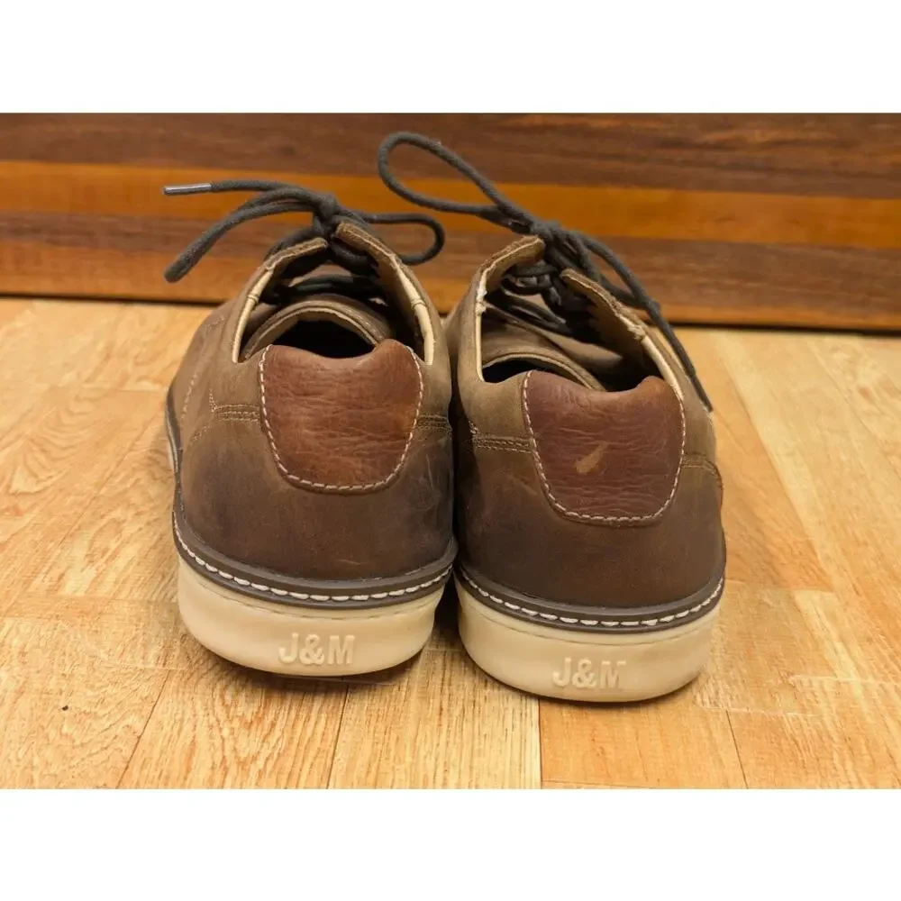 Johnston & Murphy Mens 9.5 Shoe Sheepskin Plain Toe Tan Oiled Full Grain Brown